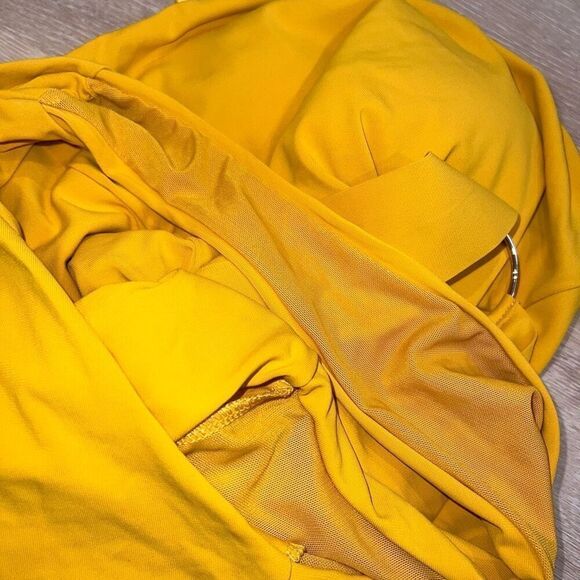 Robin Piccone Luca Bandeau Strapless One Piece Swimsuit Belted Mustard Womens 10 - Picture 9 of 15